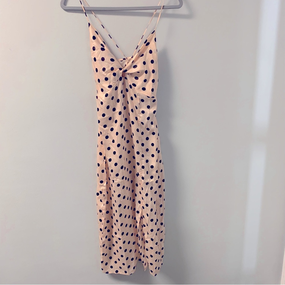 Baby pink polka dot satin like dress.